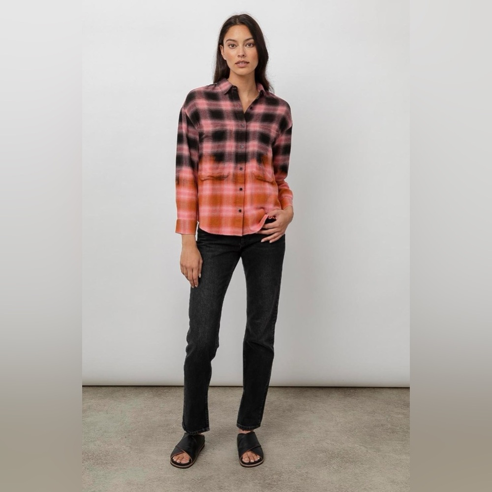 Rails. Tierra Button Down. Pink/Orange Dip Dye. Size XS.